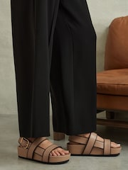 Reiss Tan Samantha Strappy Chunky Leather Sandals - Image 1 of 5