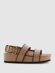 Reiss Tan Samantha Strappy Chunky Leather Sandals - Image 2 of 5