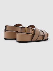 Reiss Tan Samantha Strappy Chunky Leather Sandals - Image 4 of 5