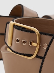 Reiss Tan Samantha Strappy Chunky Leather Sandals - Image 5 of 5