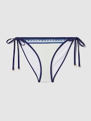 Reiss Blue Print Tina Contrast Trim Bikini Bottoms - Image 2 of 5