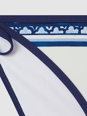 Reiss Blue Print Tina Contrast Trim Bikini Bottoms - Image 5 of 5