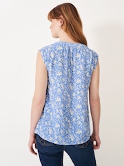 Crew Clothing Blue Tie Neck Sleeveless Blouse - Image 2 of 5