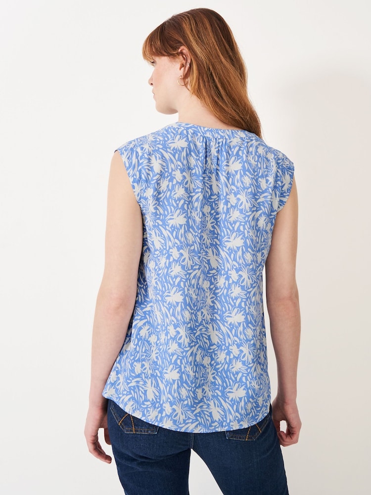 Crew Clothing Blue Tie Neck Sleeveless Blouse - Image 2 of 5
