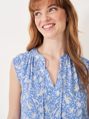 Crew Clothing Blue Tie Neck Sleeveless Blouse - Image 4 of 5