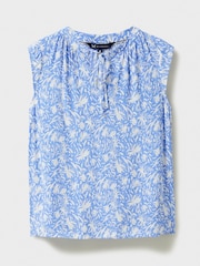 Crew Clothing Blue Tie Neck Sleeveless Blouse - Image 5 of 5