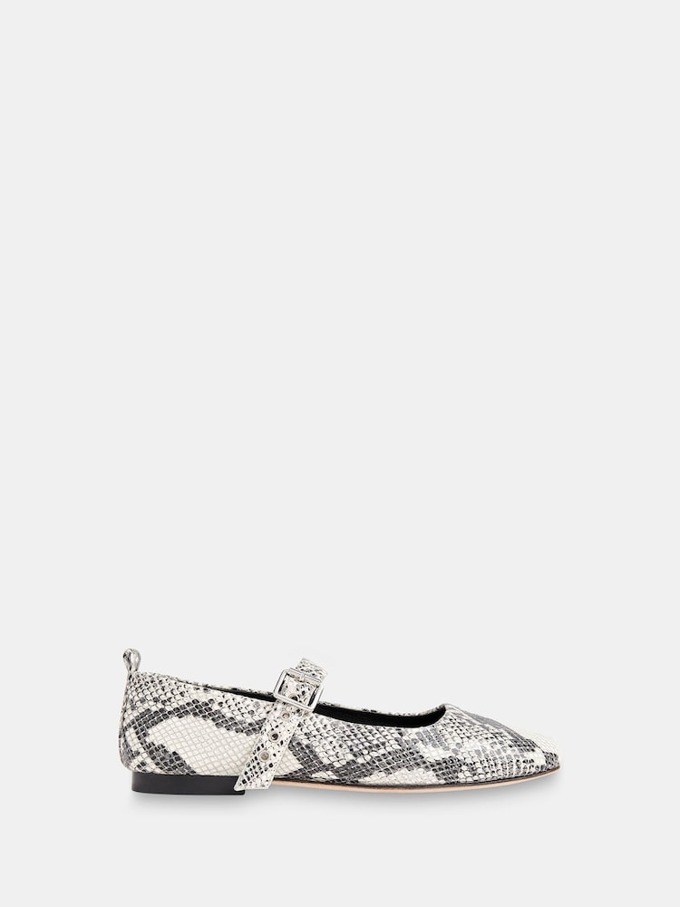 Whistles Black Snake Elba Ballet Pumps - Image 1 of 4