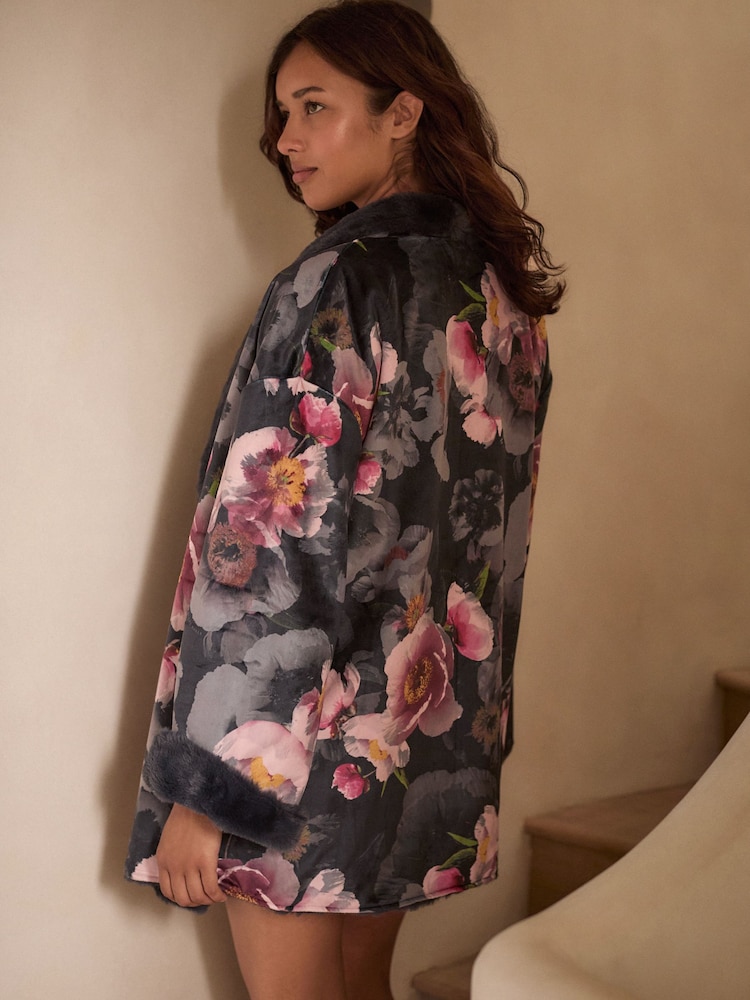 B By Ted Baker Navy/Pink Reversible Waterfall Floral Cardigan - Image 2 of 8