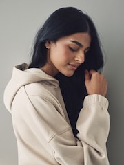 Haferflocken - Kuscheliger, mit Fleece gefütterter Longline-Hoodie mit schwerer Materialqualität - Bild 4 von 11