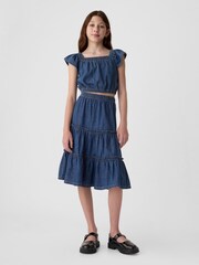Gap Blue Cotton Flutter Denim Crop Top (4-13yrs) - Image 4 of 4