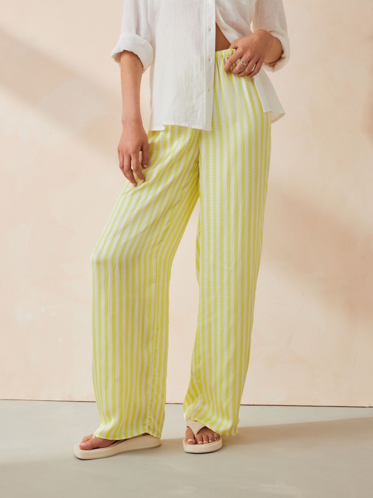 American Vintage Green Shaning Straight Striped 100% Cotton Trousers - Image 1 of 4