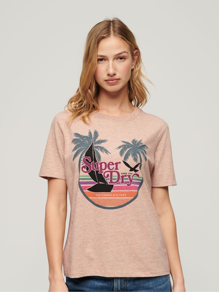 SUPERDRY Orange SUPERDRY Outdoor Stripe Relaxed T-Shirt - Image 1 of 7