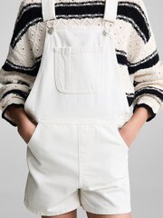 Mango White 100% Cotton Denim Dungarees - Image 3 of 6