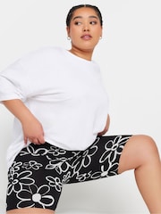 Yours Curve Black 2 PACK Floral Print Cycling Shorts - Image 5 of 8