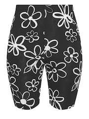 Yours Curve Black 2 PACK Floral Print Cycling Shorts - Image 7 of 8