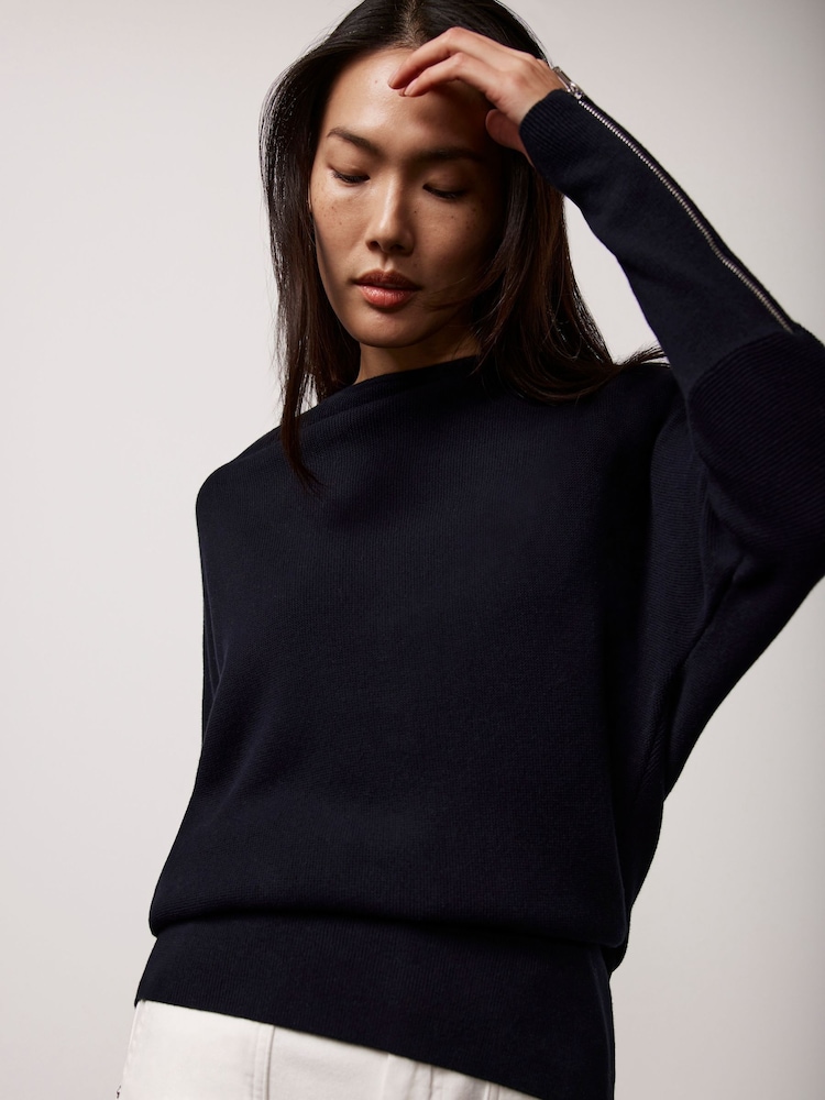 Mint Velvet Blue 100% Cotton Off The Shoulder Top - Image 1 of 4 Mint Velvet Blue 100% Cotton Off The Shoulder Top - Image 1 of 4