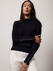 Mint Velvet Blue 100% Cotton Off The Shoulder Top - Image 2 of 4