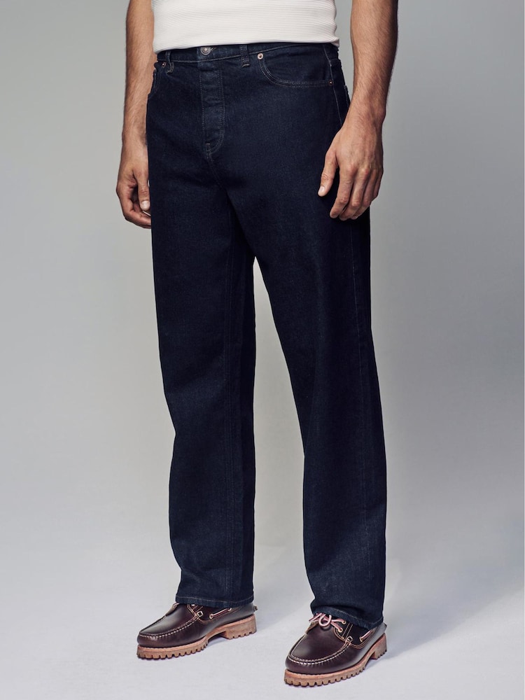 Blue Rinse Relaxed Fit Vintage Wash Denim Jeans - Image 1 of 10