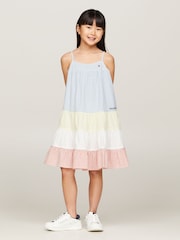 Tommy Hilfiger Blue Seersucker Mixed Stripe 100% Cotton Dress - Image 1 of 5