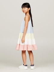 Tommy Hilfiger Blue Seersucker Mixed Stripe 100% Cotton Dress - Image 2 of 5