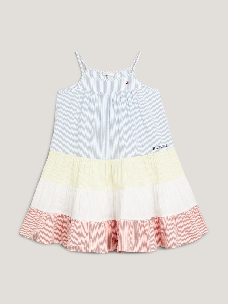 Tommy Hilfiger Blue Seersucker Mixed Stripe 100% Cotton Dress - Image 5 of 5