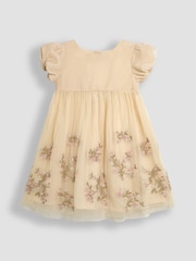 JoJo Maman Bébé Cream Floral Embroidered Tulle Party Dress - Image 1 of 4