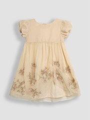 JoJo Maman Bébé Cream Floral Embroidered Tulle Party Dress - Image 2 of 4