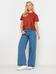 PixieGirl Petite Red Crochet Hem T-Shirt - Image 3 of 5