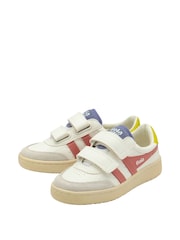 Gola White/Coral Pink/Sulphur Kids Falcon Strap PU Trainers - Image 2 of 4