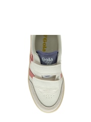 Gola White/Coral Pink/Sulphur Kids Falcon Strap PU Trainers - Image 4 of 4