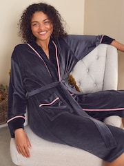 Laura Ashley Navy Velour Robe - Image 1 of 11