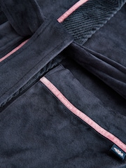 Laura Ashley Navy Velour Robe - Image 10 of 11