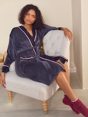 Laura Ashley Navy Velour Robe - Image 2 of 11