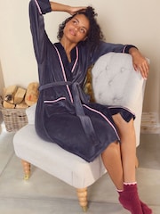Laura Ashley Navy Velour Robe - Image 4 of 11