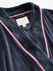 Laura Ashley Navy Velour Robe - Image 9 of 11