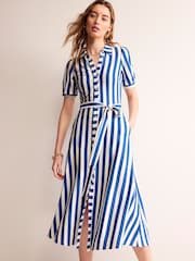 Boden Blue Petite Libby Jersey Midi Shirt Dress - Image 1 of 6