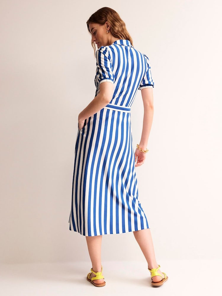 Boden Blue Petite Libby Jersey Midi Shirt Dress - Image 2 of 6