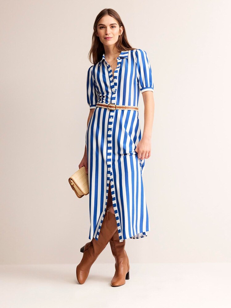Boden Blue Petite Libby Jersey Midi Shirt Dress - Image 3 of 6