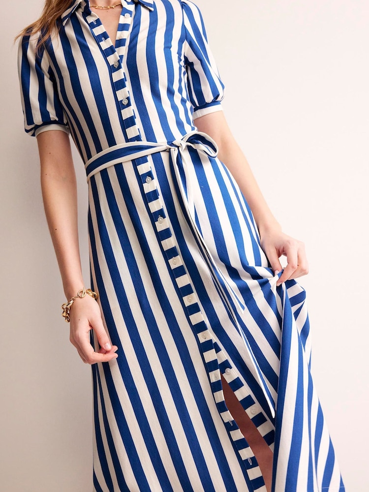 Boden Blue Petite Libby Jersey Midi Shirt Dress - Image 5 of 6
