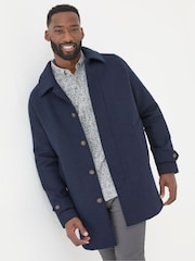 FatFace Pendeen Navy Blue Raglan Overcoat - Image 1 of 7