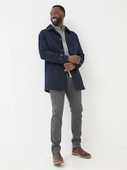 FatFace Pendeen Navy Blue Raglan Overcoat - Image 3 of 7