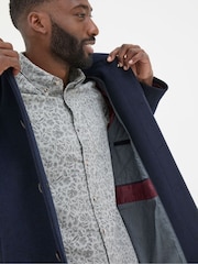 FatFace Pendeen Navy Blue Raglan Overcoat - Image 5 of 7