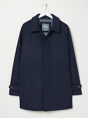 FatFace Pendeen Navy Blue Raglan Overcoat - Image 7 of 7