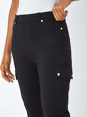 Roman Black Turn Up Stretch Cargo Trousers - Image 5 of 5