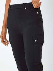 Roman Black Turn Up Stretch Cargo Trousers - Image 6 of 6