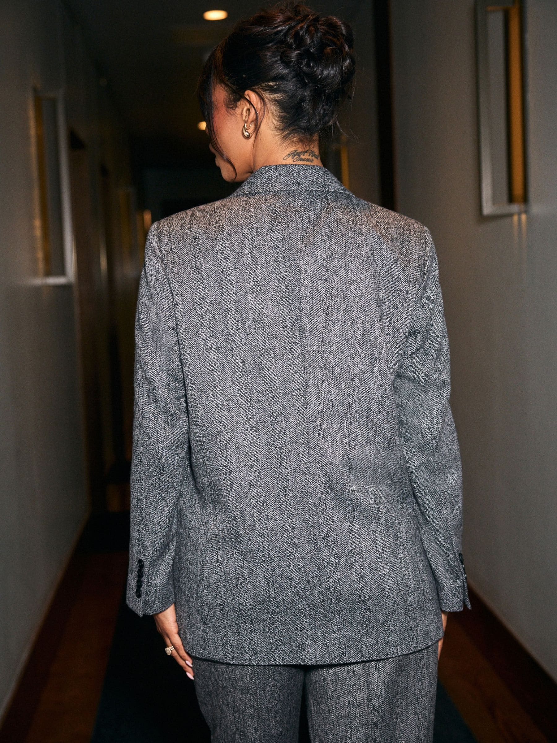 Buy Black/White Premium Herringbone Wool Rich Blazer from