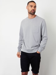 Threadbare Grey Crew Neck Sweatshirt with Pocket - Image 1 of 4