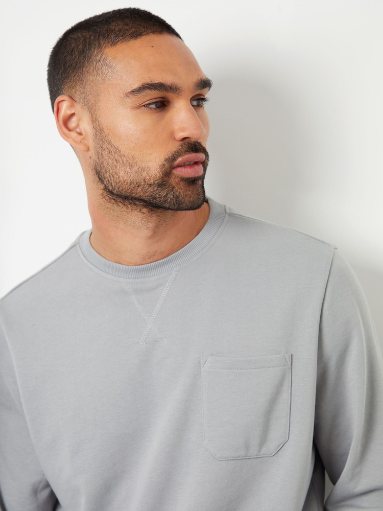 Threadbare Grey Crew Neck Sweatshirt with Pocket - Image 4 of 4