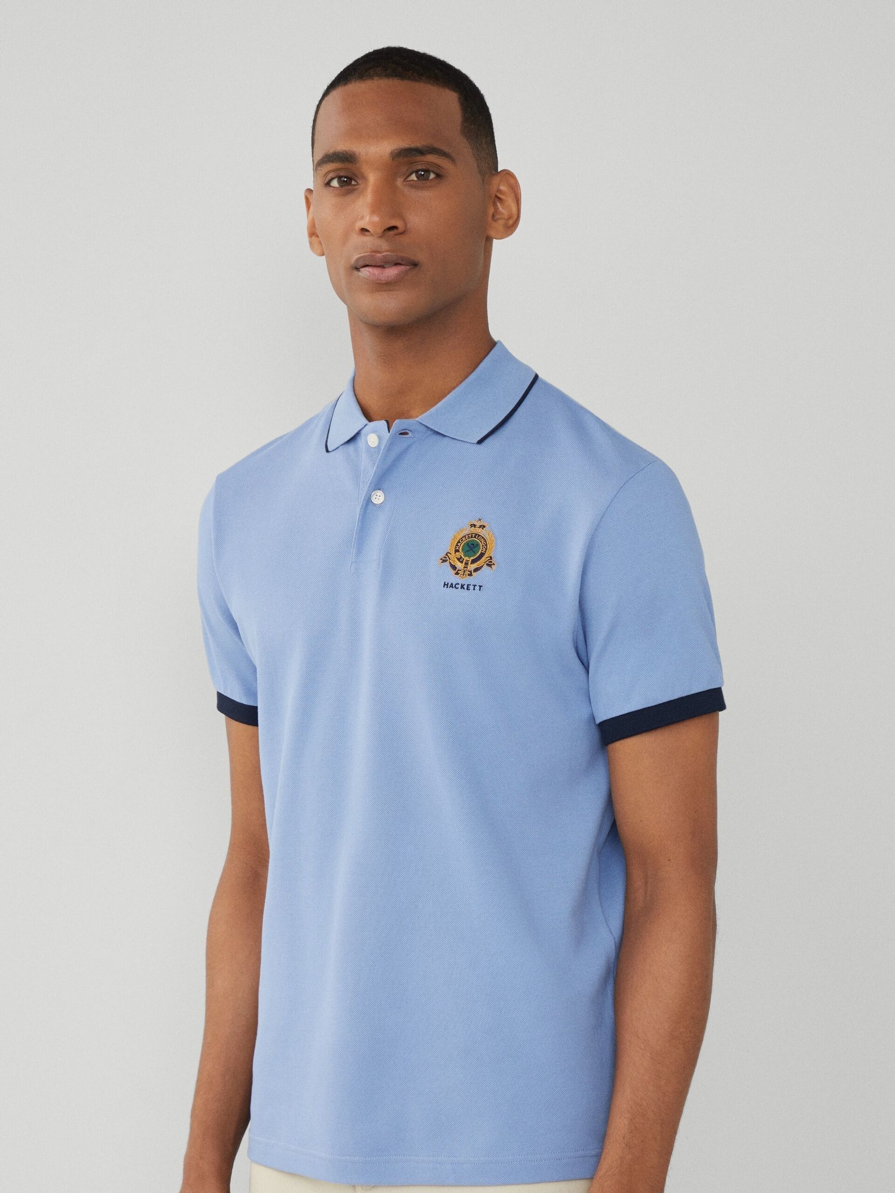 Buy Hackett London Men Blue Short Sleeve Polo Shirt from Next Qatar