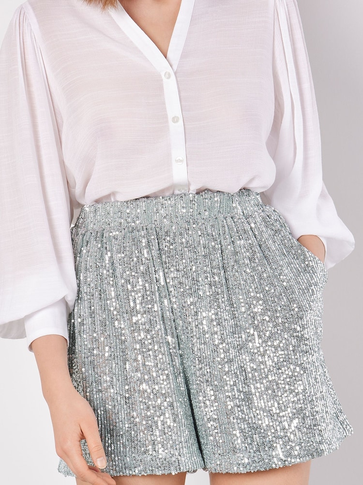 Apricot Silver Sequin Lines Boxer Shorts - Image 2 of 4